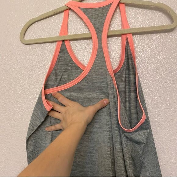 Adidas Racer back gray peach pink trim,  tank top loose fit climalite-size L - Picture 10 of 10